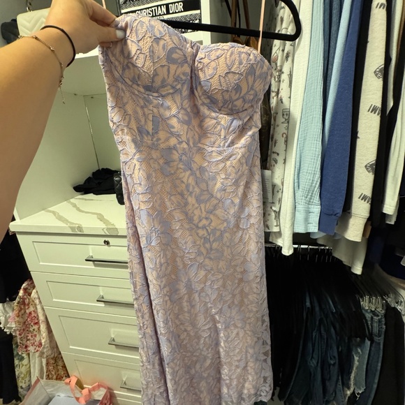 NWT Nordstrom purple pink lace strapless dress gown - Picture 2 of 3